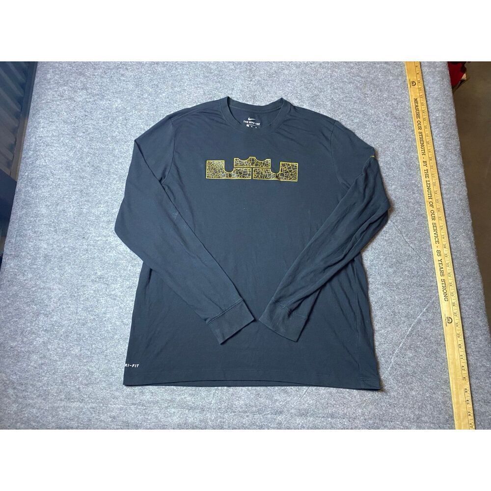 Lebron James Long Sleeve Shirt Mens Extra Large Black Nike Dri Fit Basketball